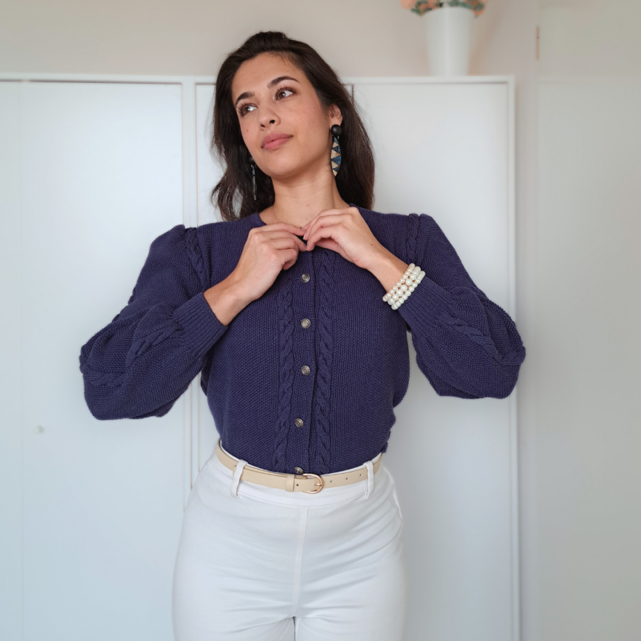 Vintage vest romantic blue | M - Afbeelding 3