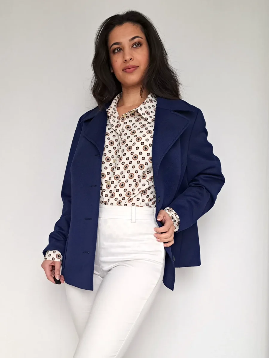 donkerblauwe vintage blazer