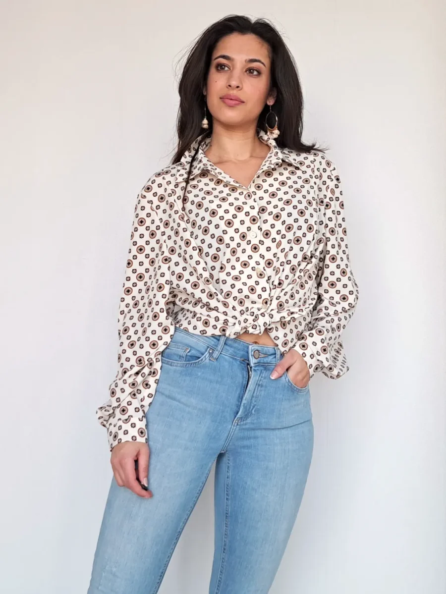 witte vintage blouse met print
