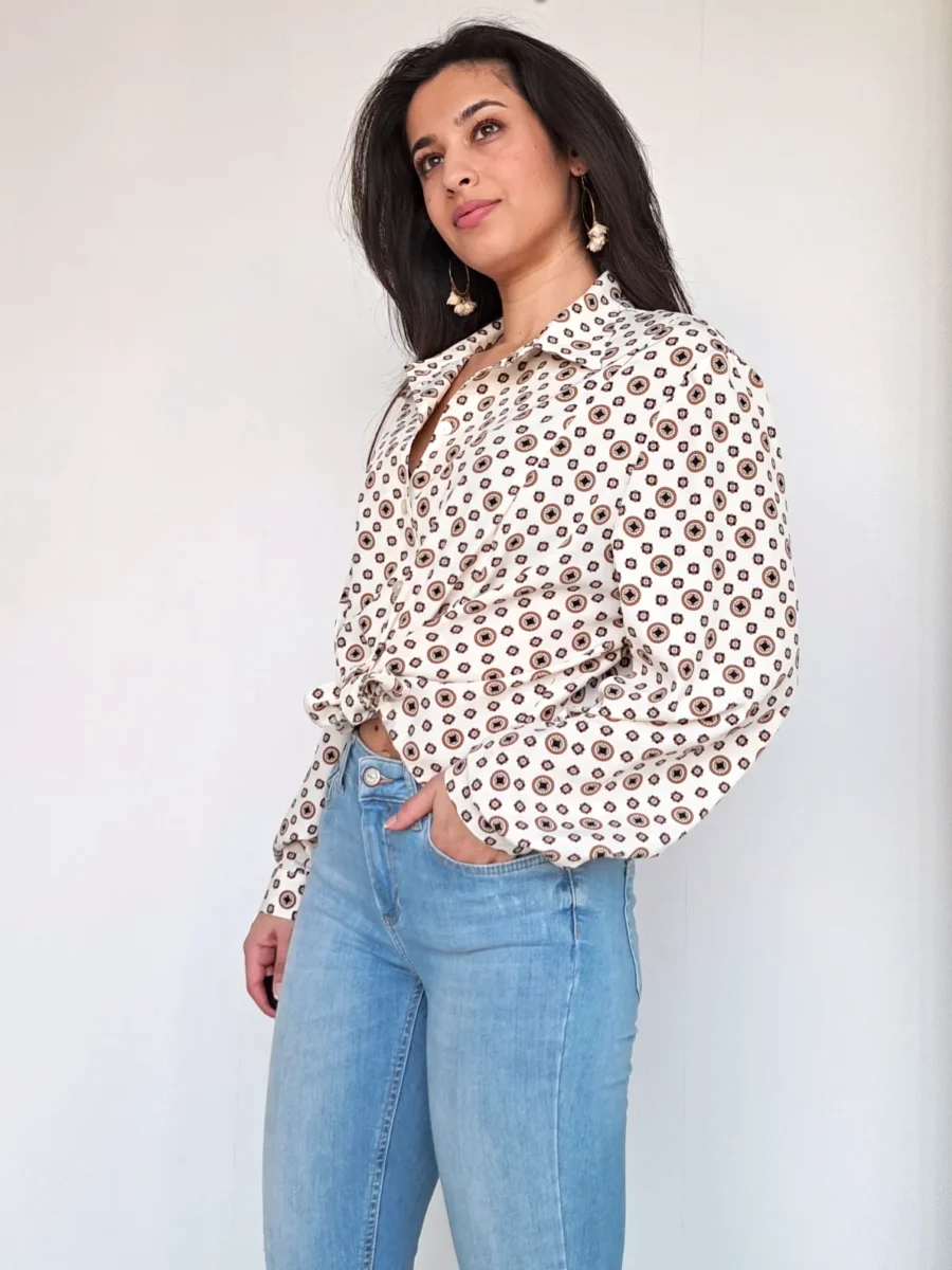 witte vintage blouse met print