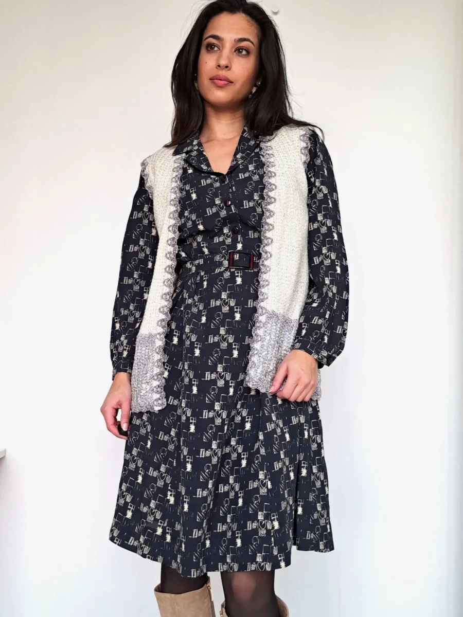 gebreid vintage gilet met glitter