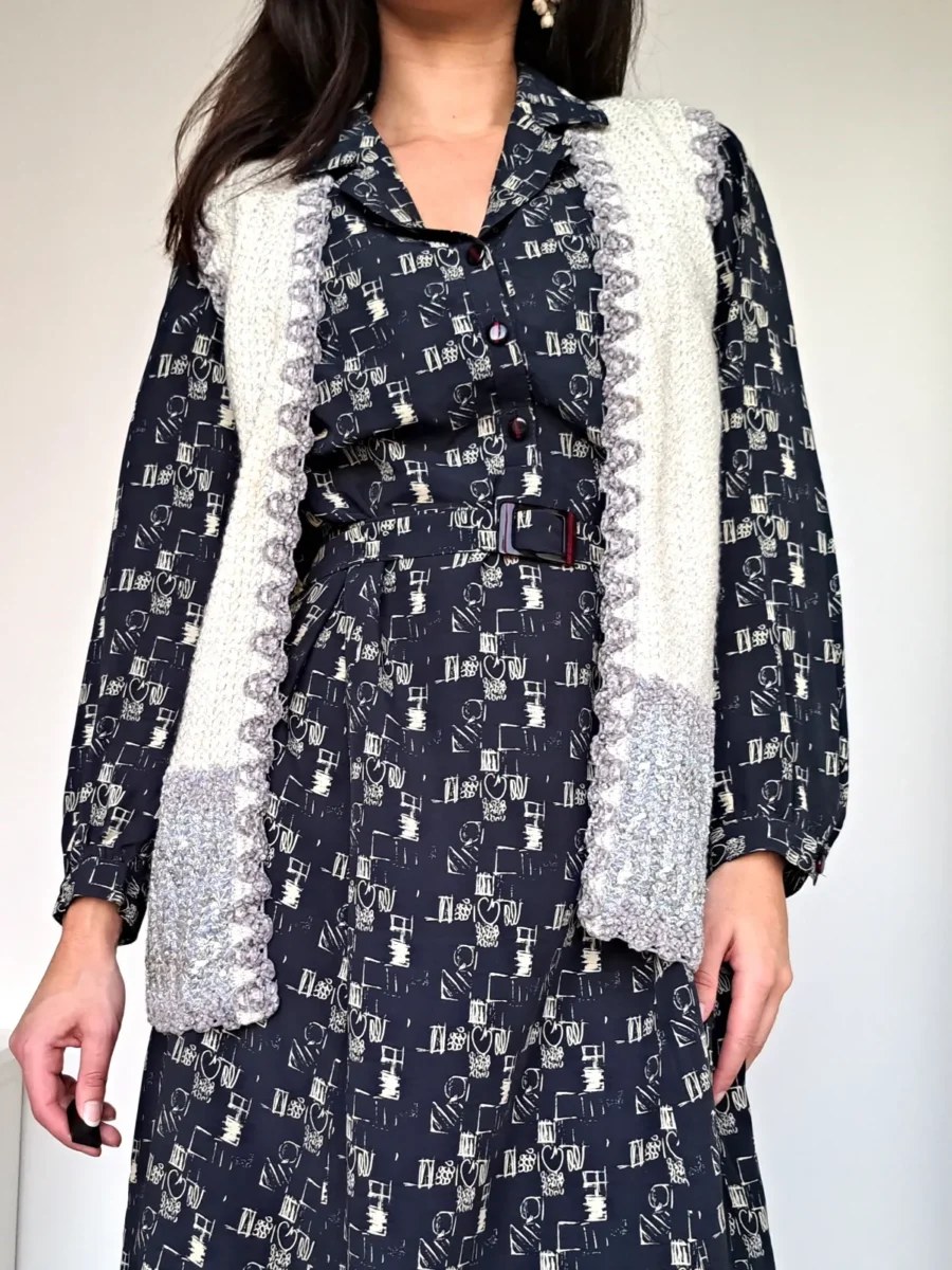 gebreid vintage gilet met glitter