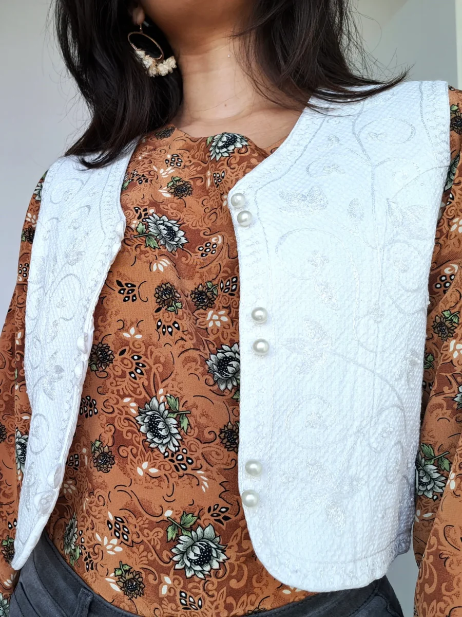 wit vintage gilet