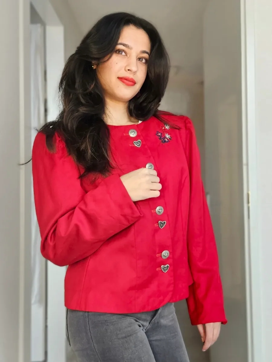 felrood vintage jasje