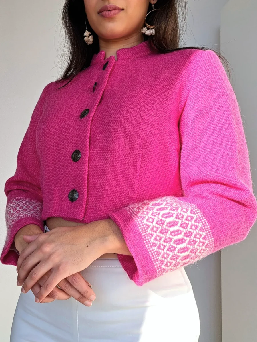 roze gebreid vintage jasje