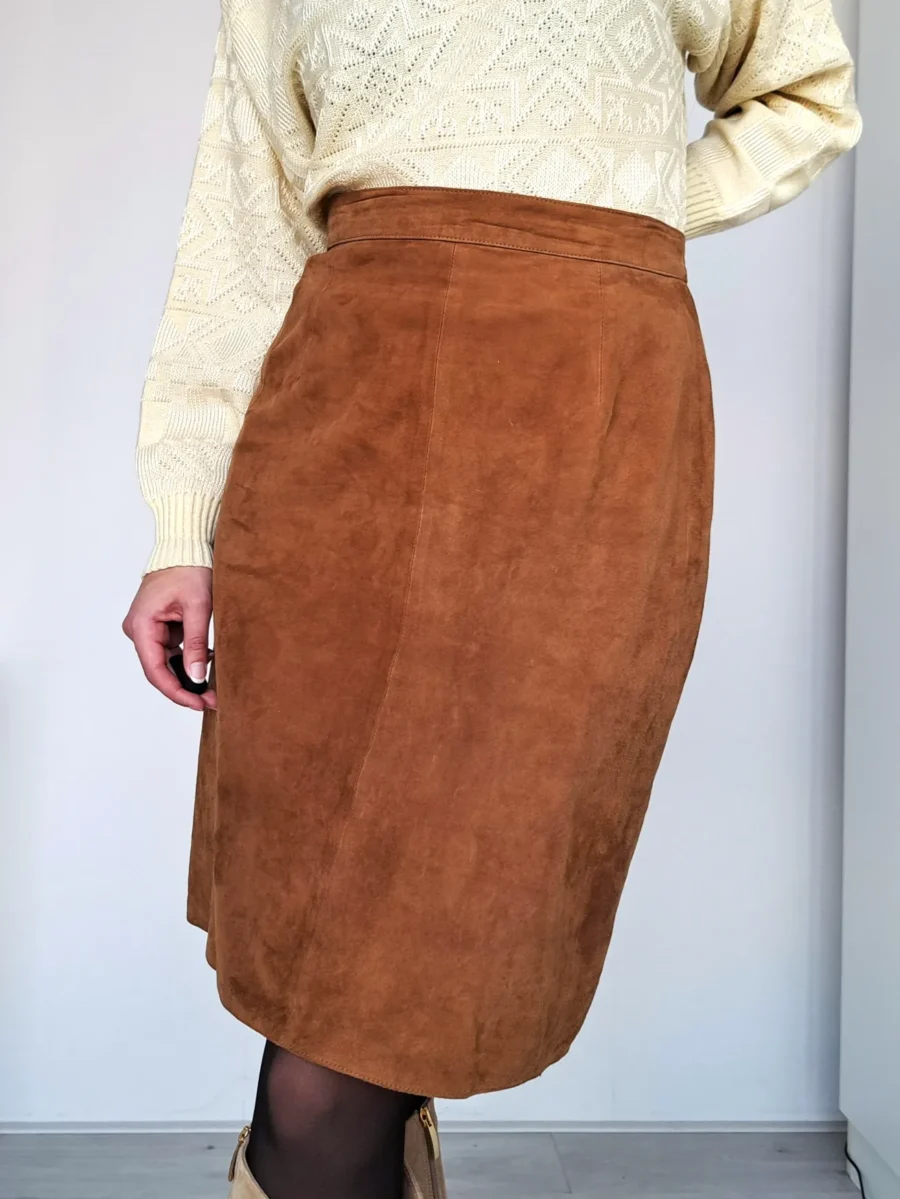 bruine suède vintage rok