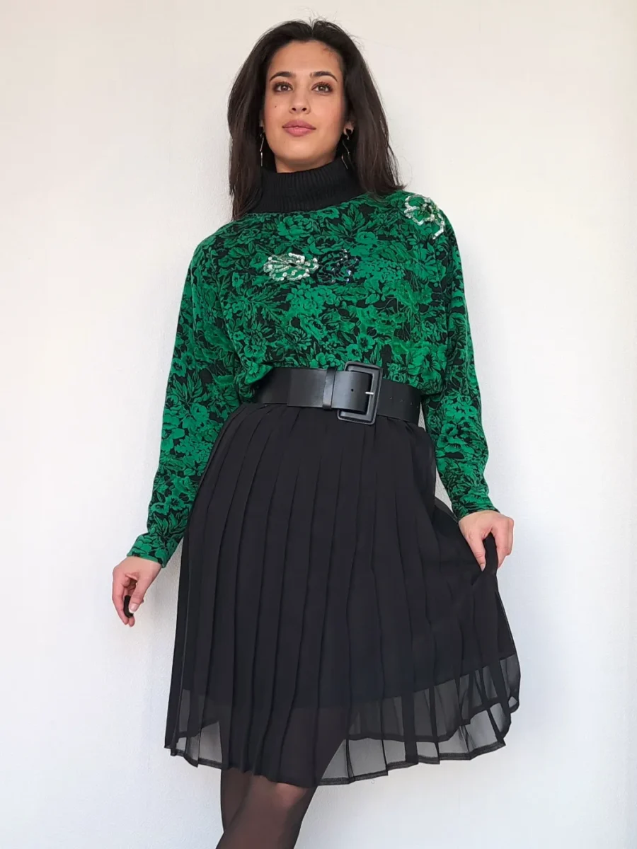 zwarte vintage plooirok