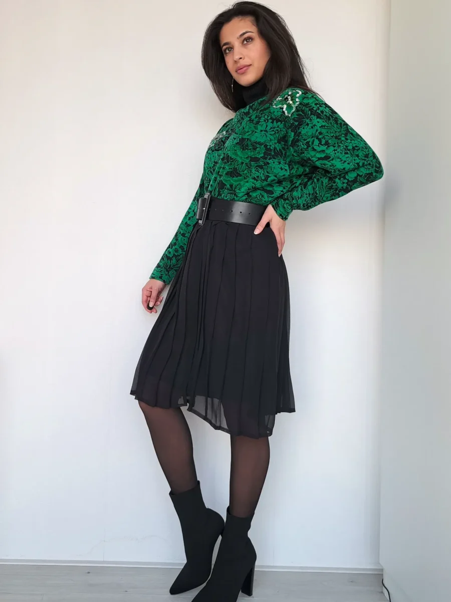 zwarte vintage plooirok
