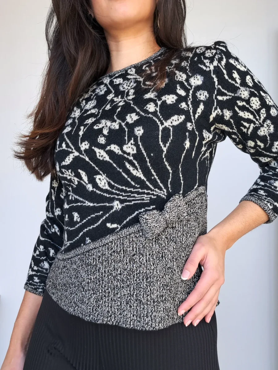 zwarte vintage top met glitter