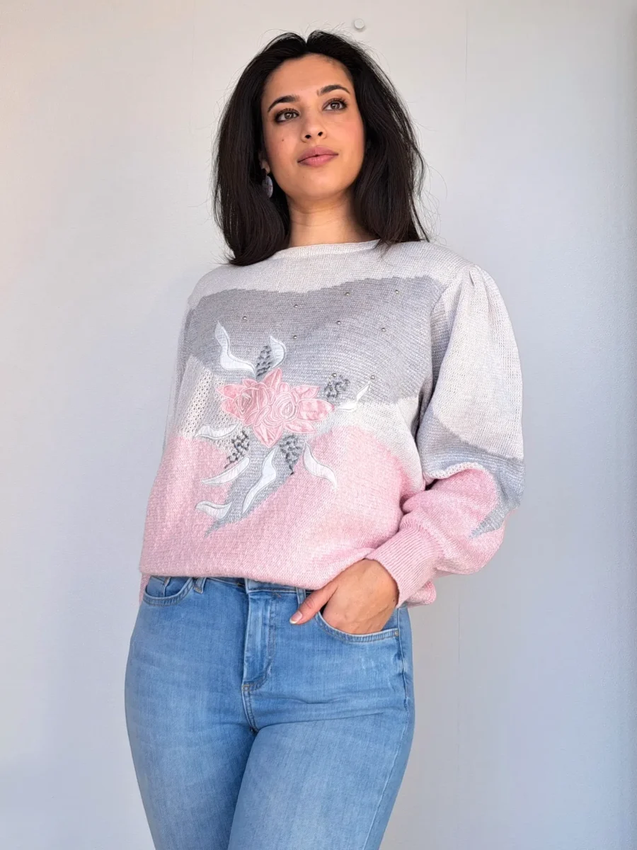 roze gebreide vintage trui