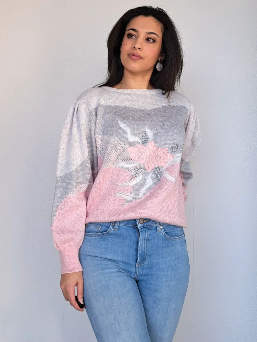 roze gebreide vintage trui