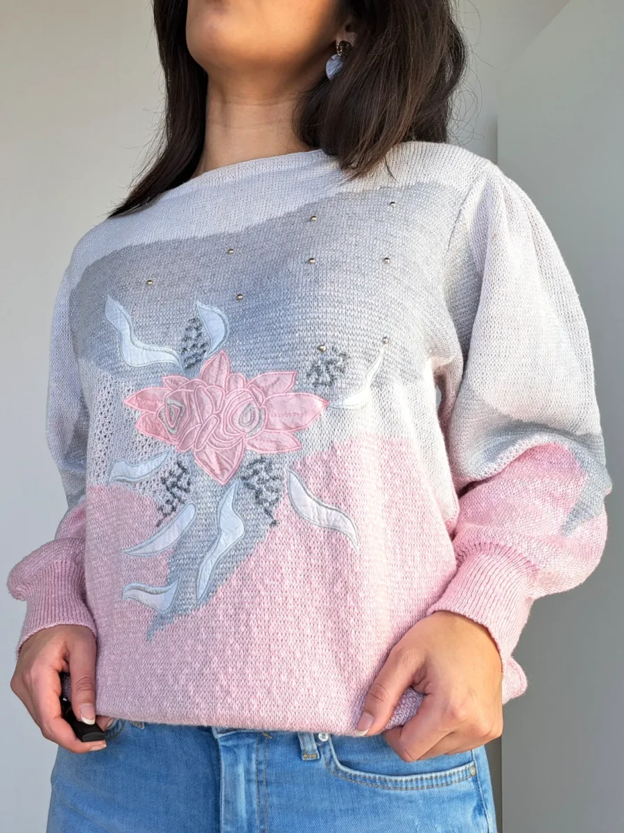 roze gebreide vintage trui