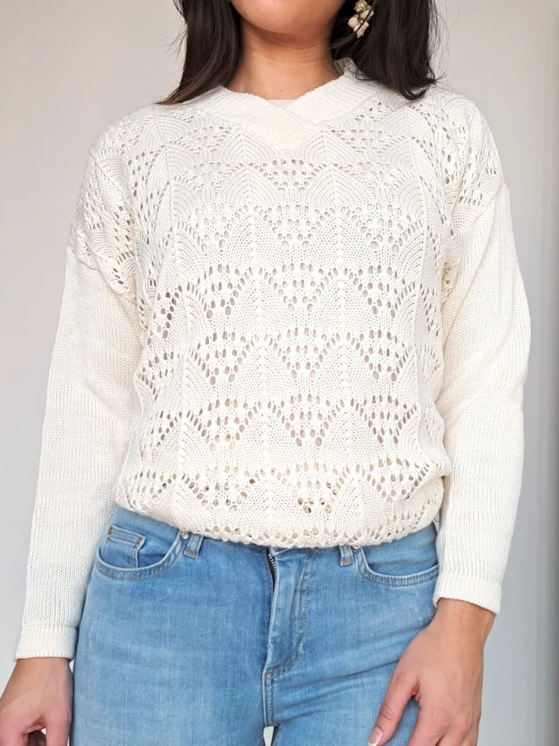 gehaakte witte vintage trui