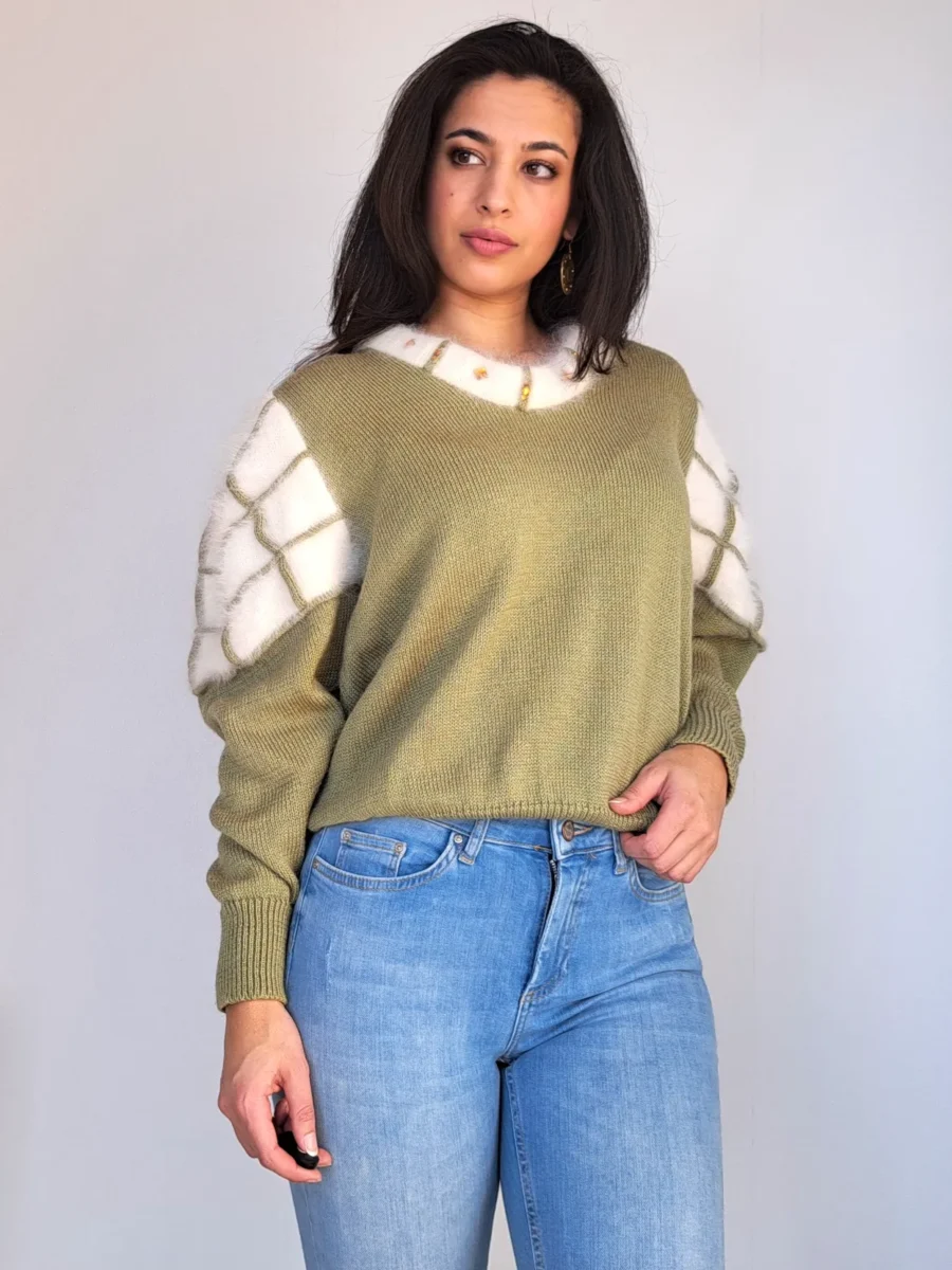 vintage trui met matcha kleur