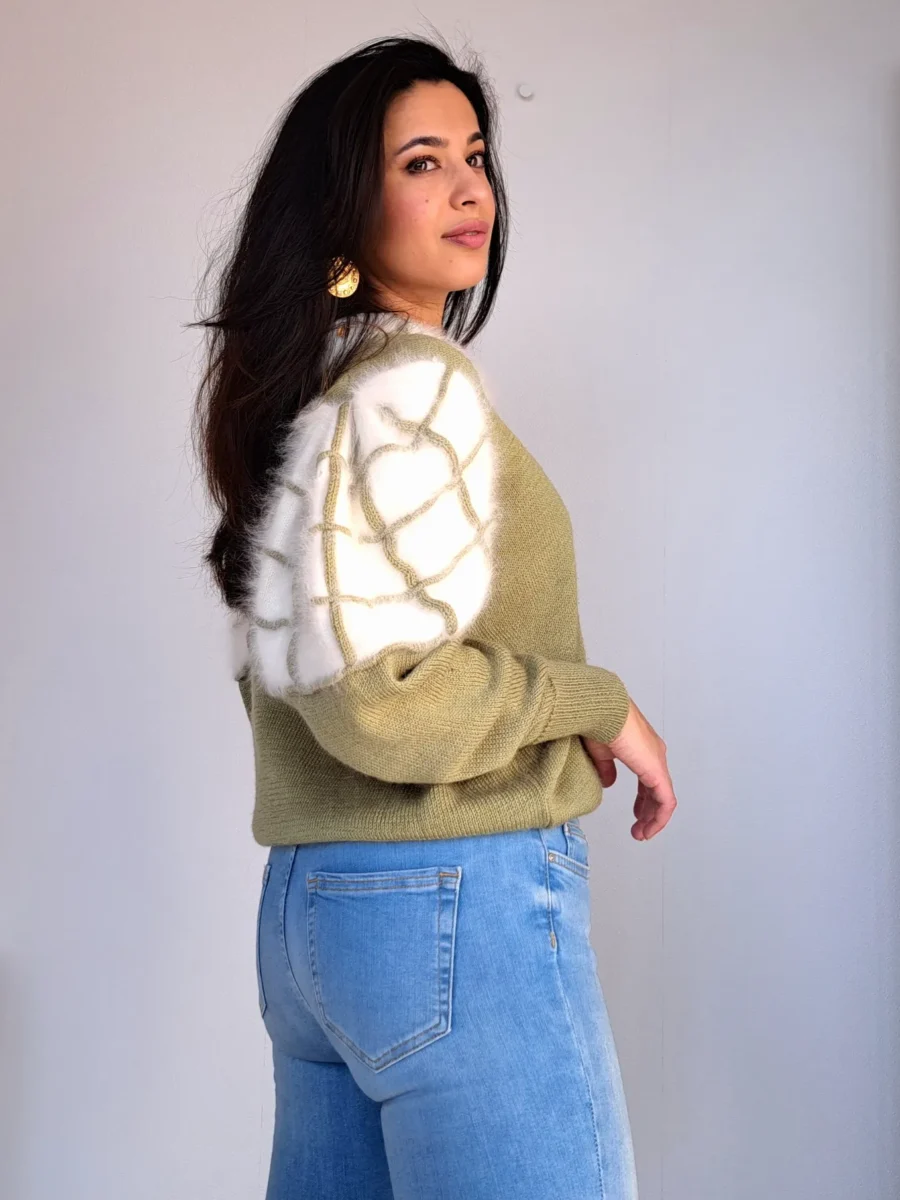 vintage trui met matcha kleur
