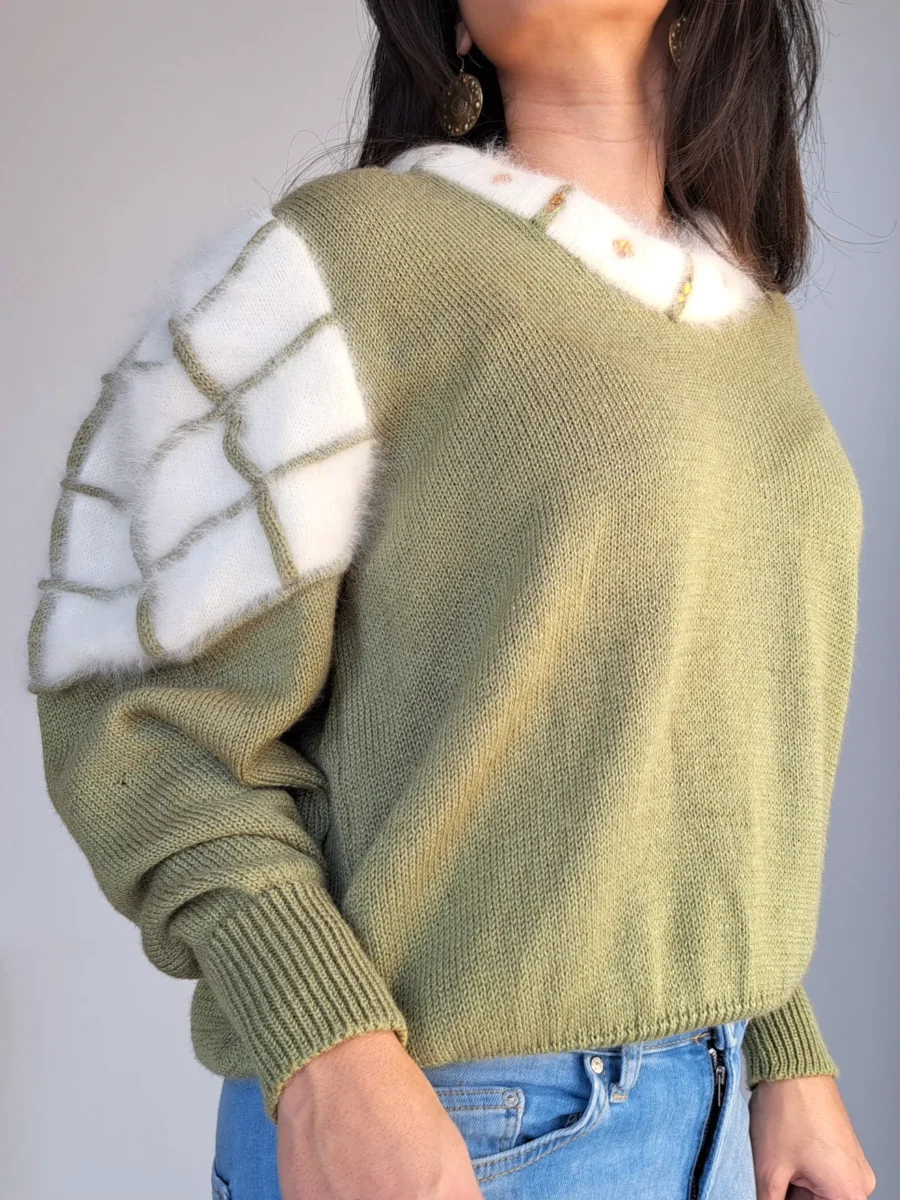 vintage trui met matcha kleur