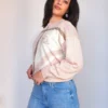 roze vintage trui met bloem