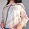 roze vintage trui met bloem