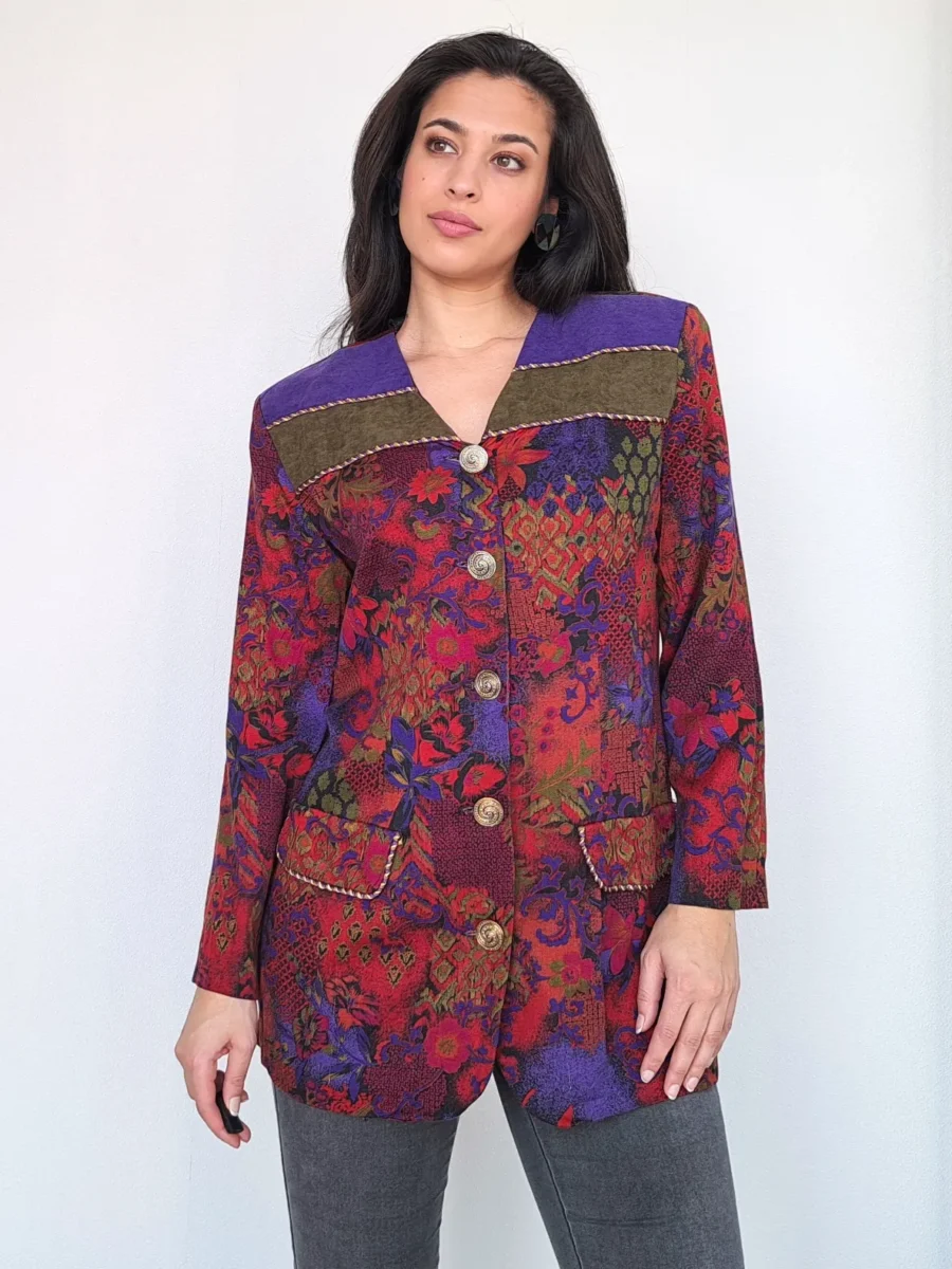 vintage vest met gekleurde bloemenprint