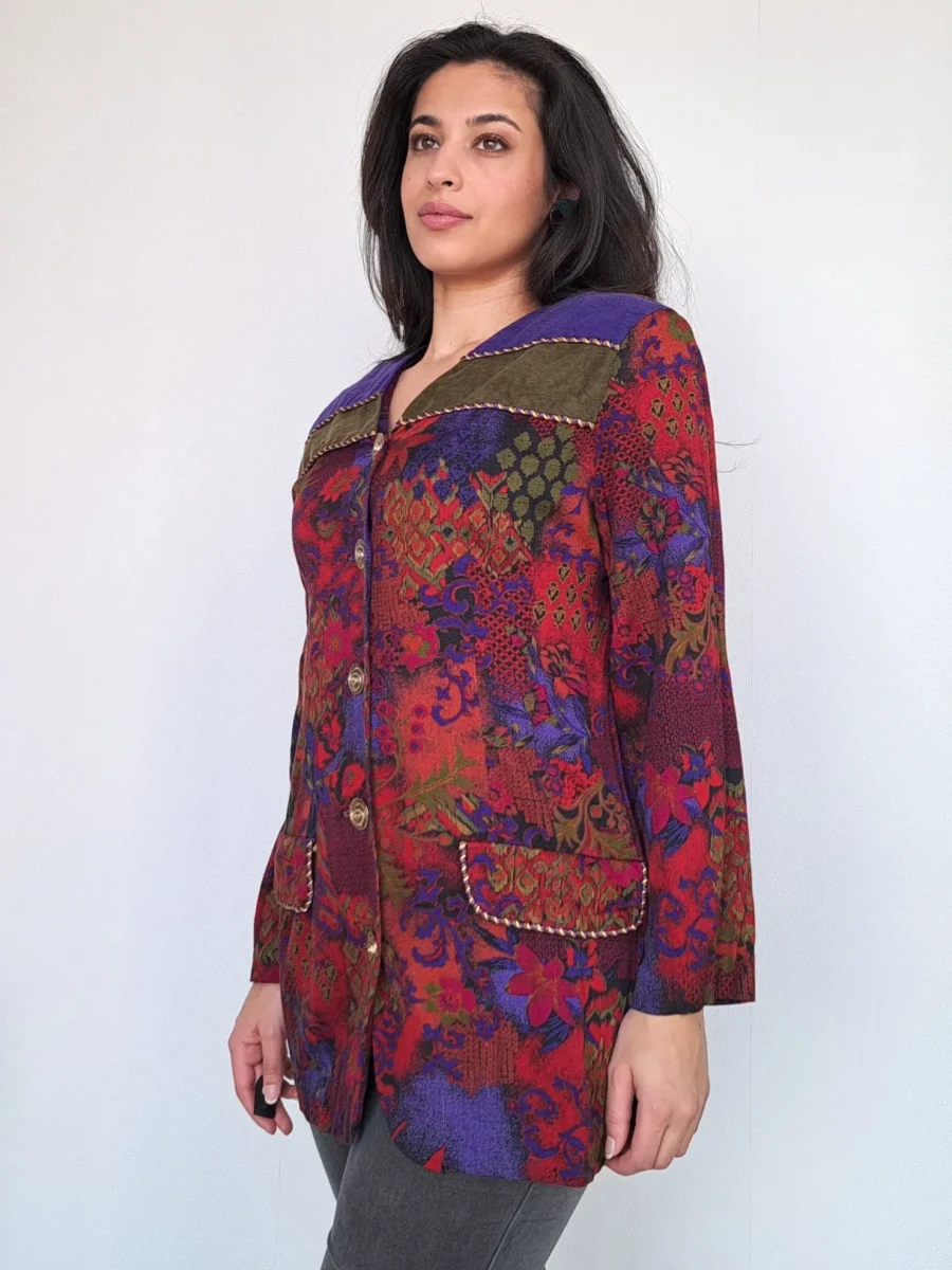 vintage vest met gekleurde bloemenprint