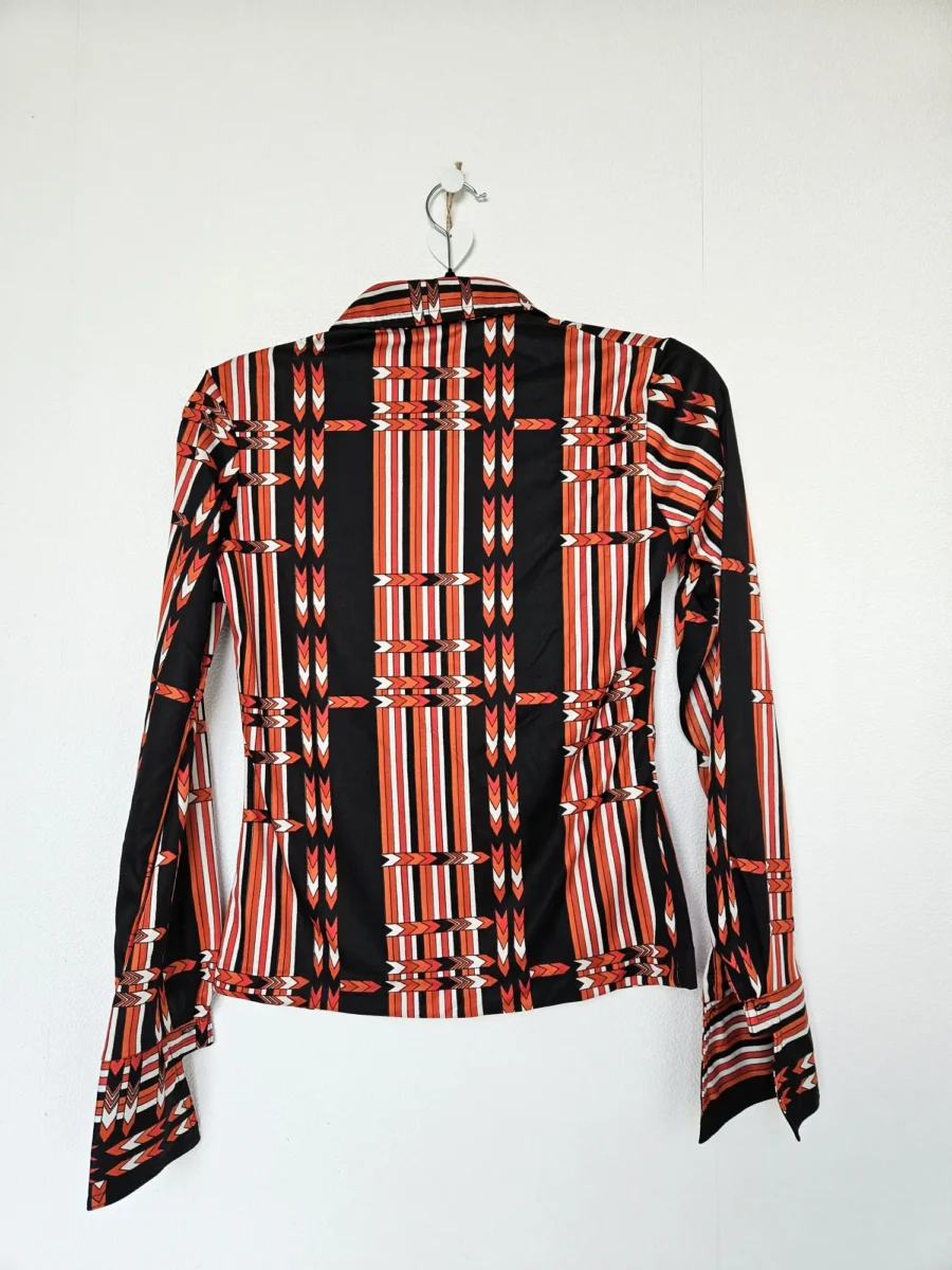 Vintage 70s silky blouse oranje | S - Afbeelding 5