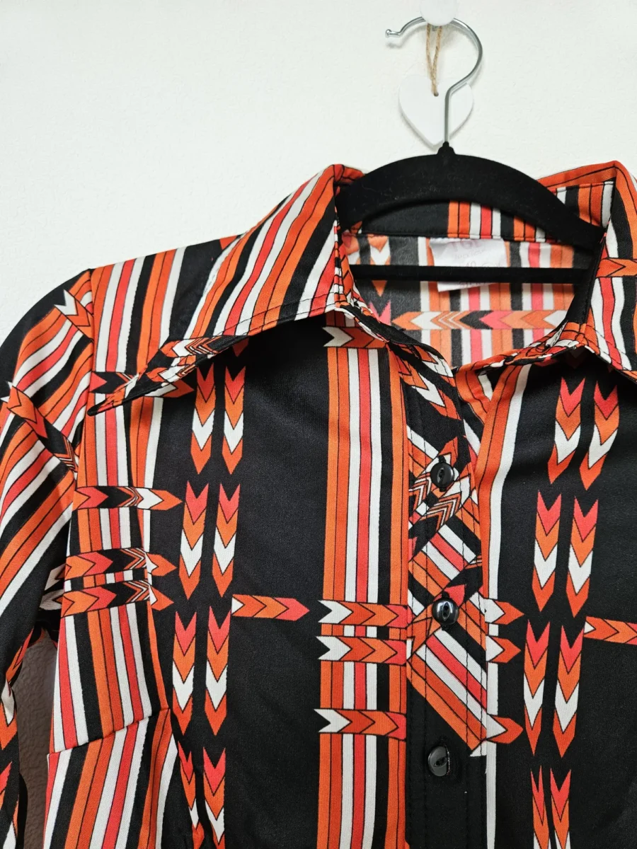 Vintage 70s silky blouse oranje | S - Afbeelding 6