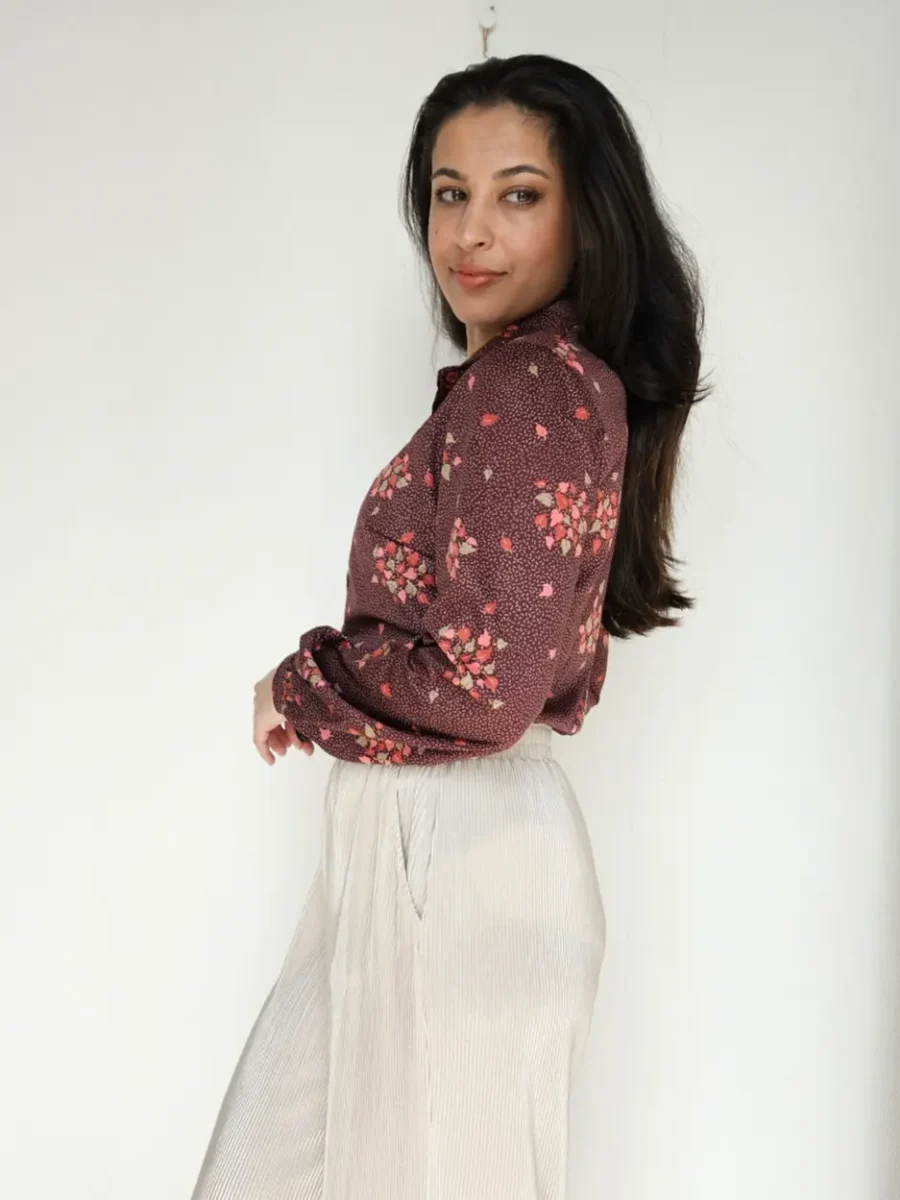 Vintage 70s blouse parel rood | M - Afbeelding 3