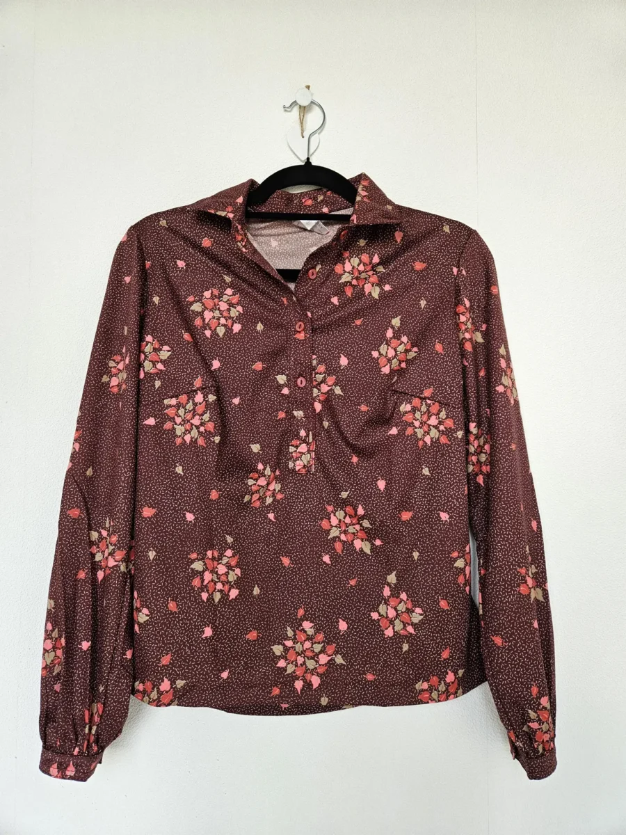 Vintage 70s blouse parel rood | M - Afbeelding 4