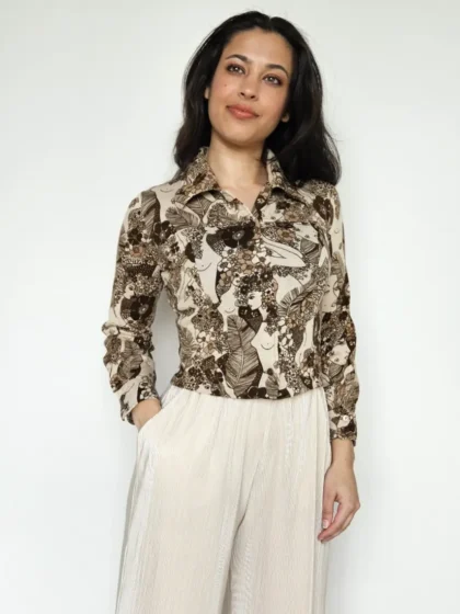 Vintage top 70s brown graphics | XS