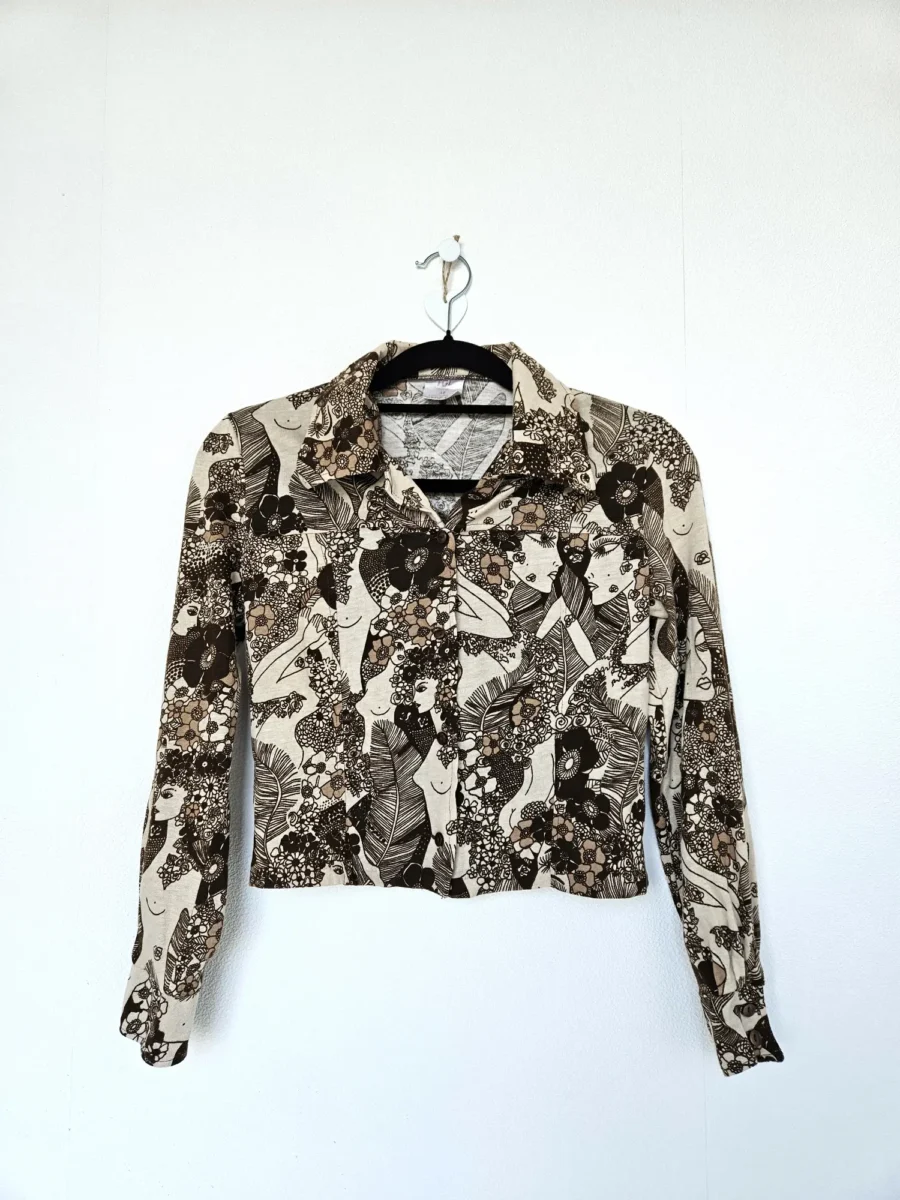Vintage 70s bruine top | XS - Afbeelding 4