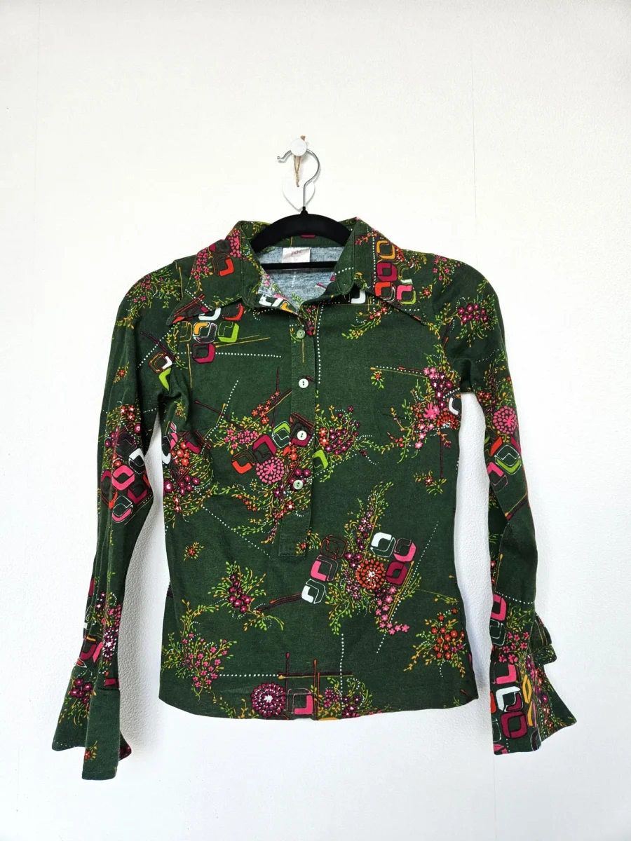 Vintage 70s donkergroene top | XS - Afbeelding 4