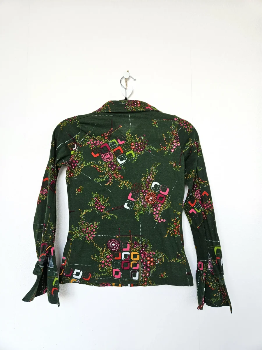 Vintage 70s donkergroene top | XS - Afbeelding 5