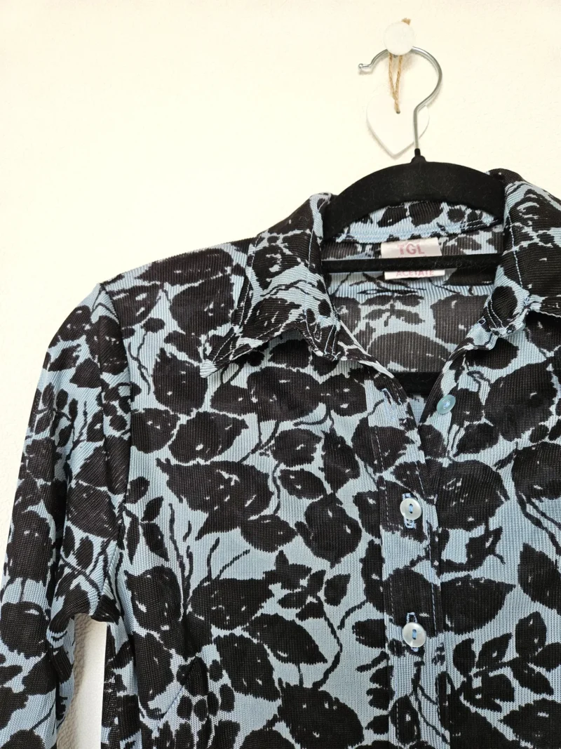 Vintage top 70s roses blue | XS - Afbeelding 6