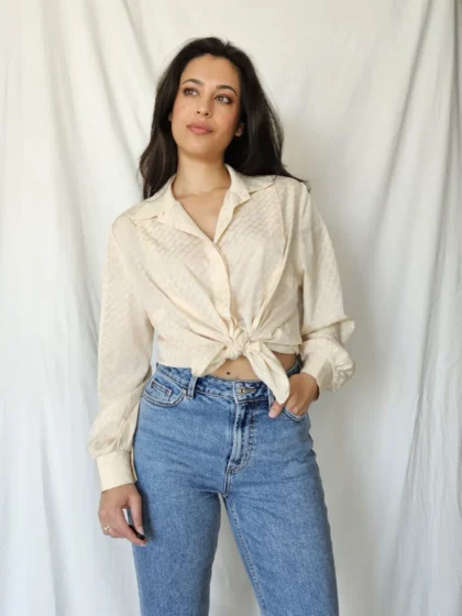 Beige vintage blouse | L