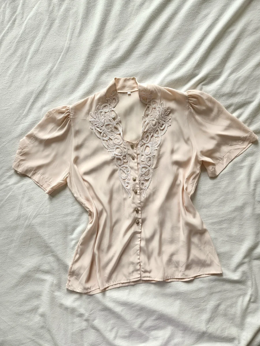 Romantische vintage blouse | L - Afbeelding 5
