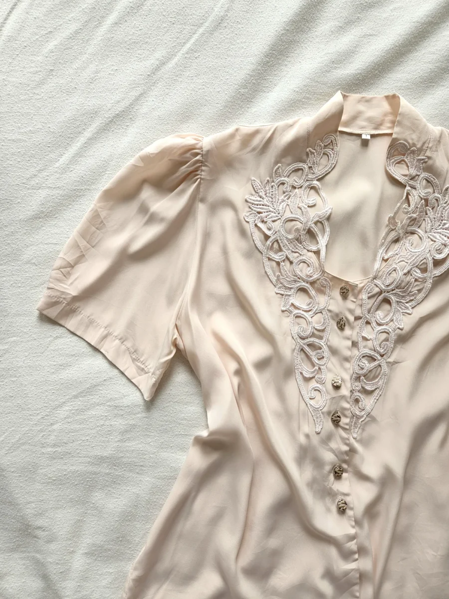 Romantische vintage blouse | L - Afbeelding 6