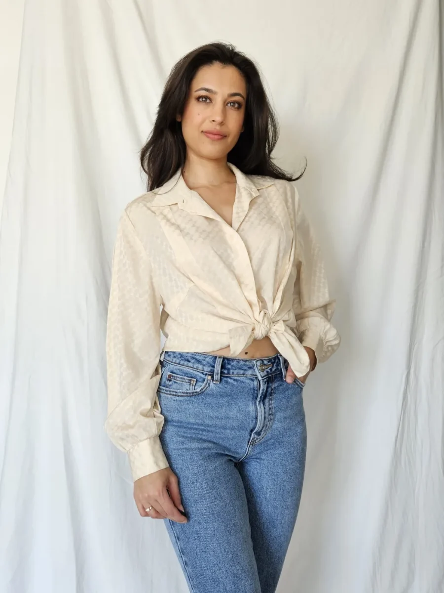 Beige vintage blouse | L - Afbeelding 2