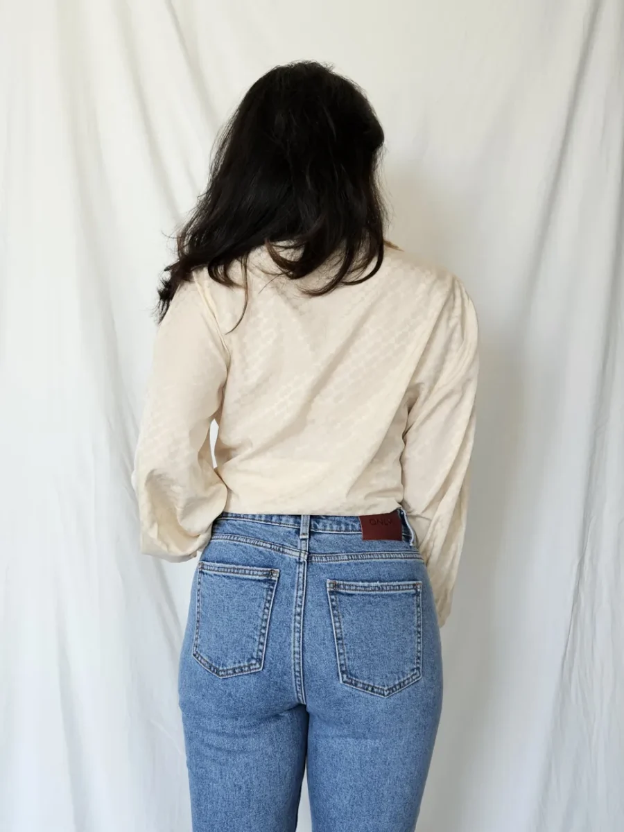 Beige vintage blouse | L - Afbeelding 4