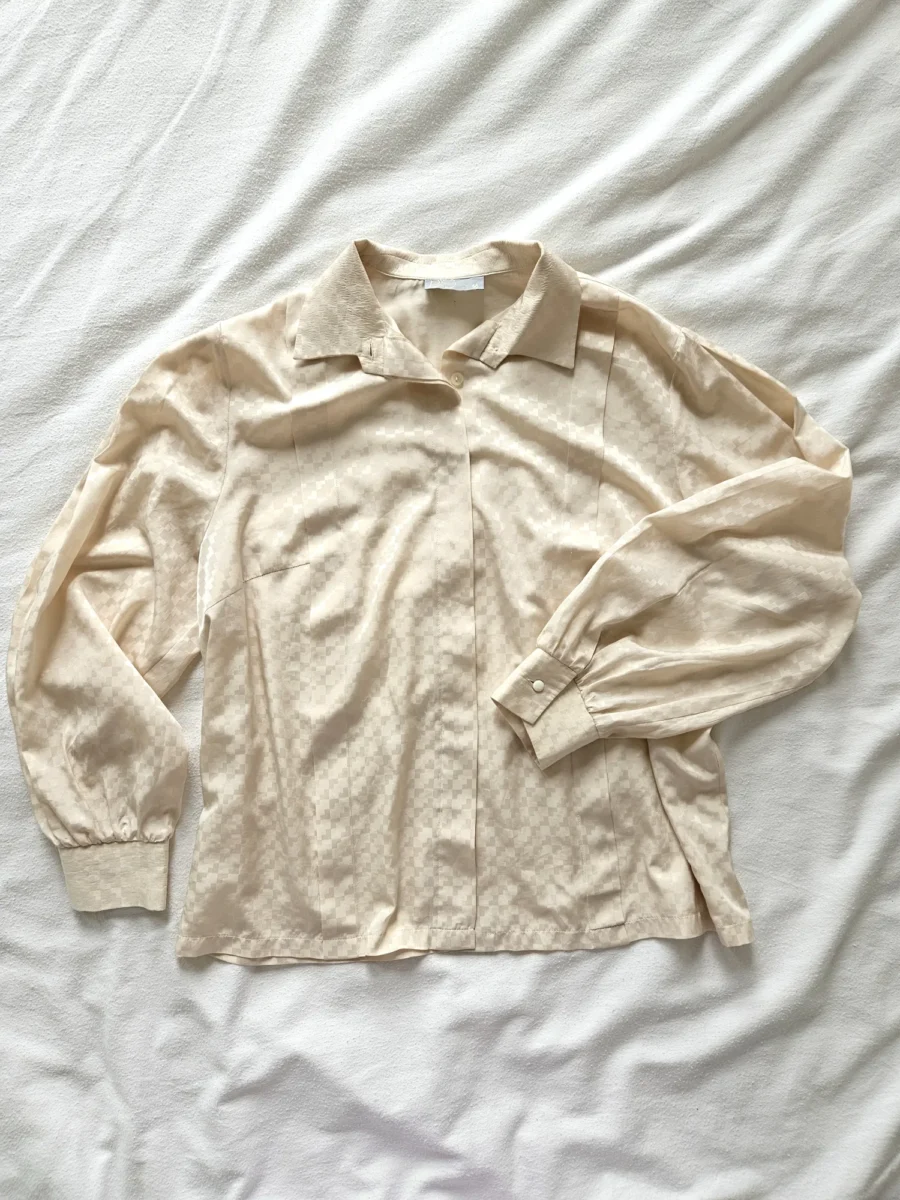 Beige vintage blouse | L - Afbeelding 6