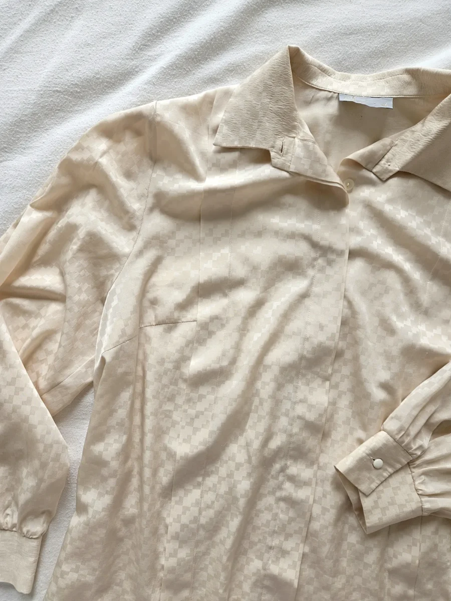Beige vintage blouse | L - Afbeelding 7