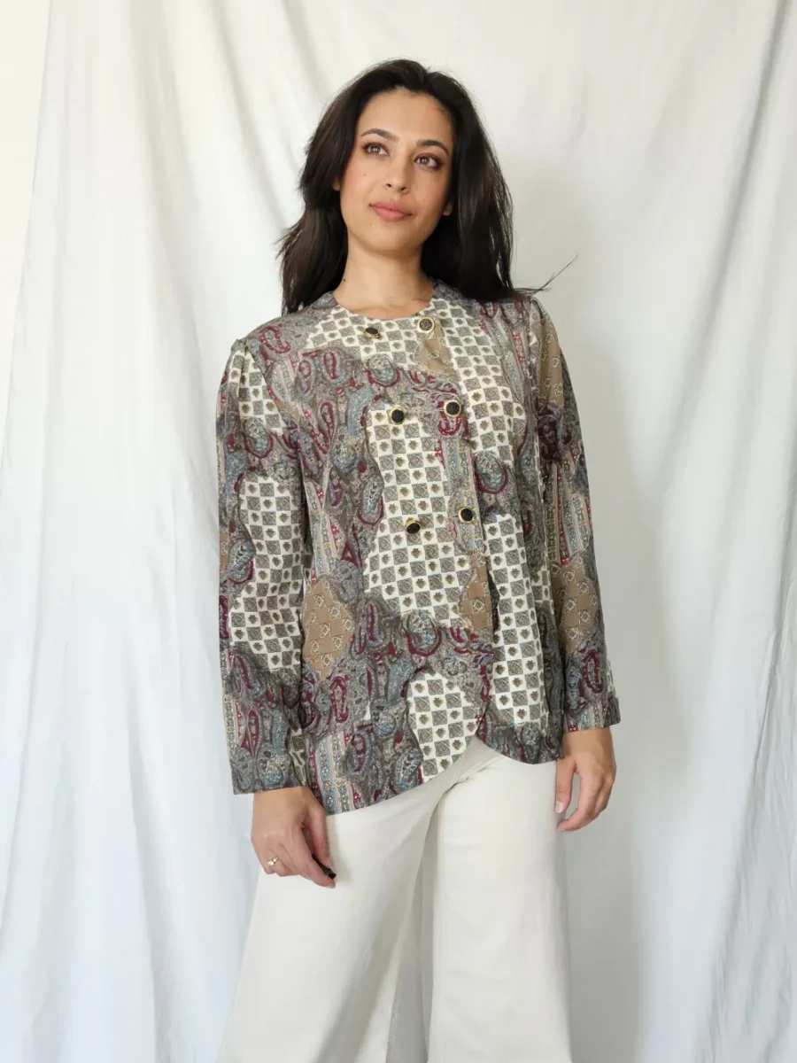 Vintage blouse met bijzondere prints | L