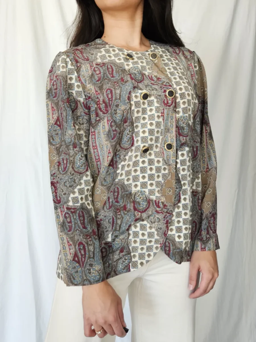 Vintage blouse met bijzondere prints | L - Afbeelding 2