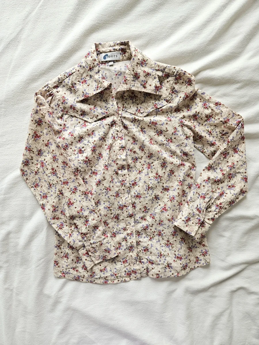 Katoenen vintage blouse met bloemen | S - Afbeelding 5
