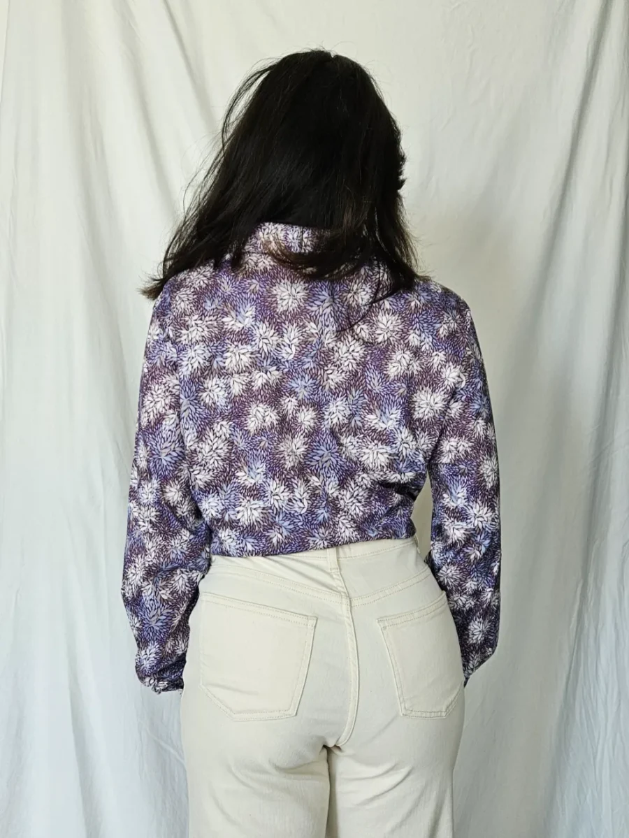 Vintage blouse met paarse print | XL - Afbeelding 3