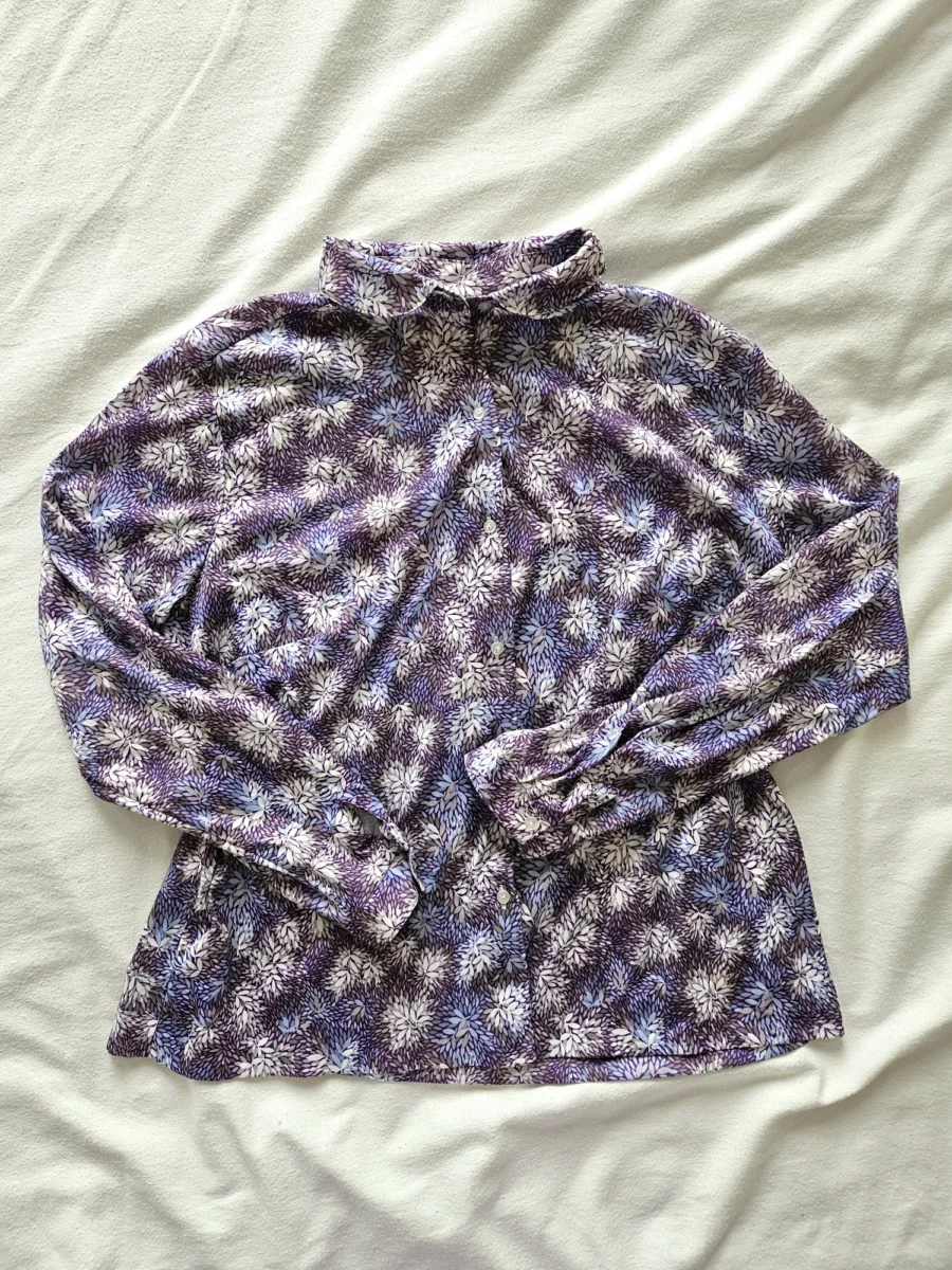 Vintage blouse met paarse print | XL - Afbeelding 5