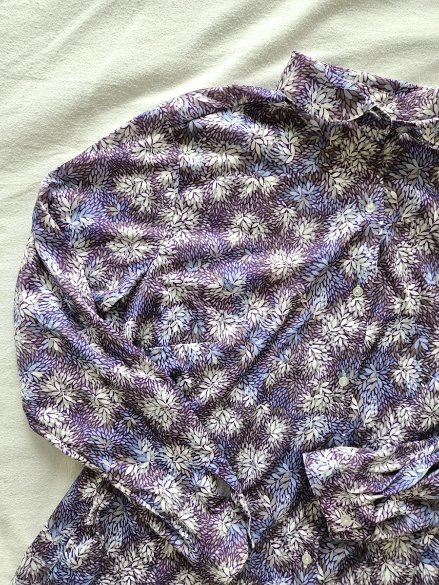 Vintage blouse met paarse print | XL - Afbeelding 6