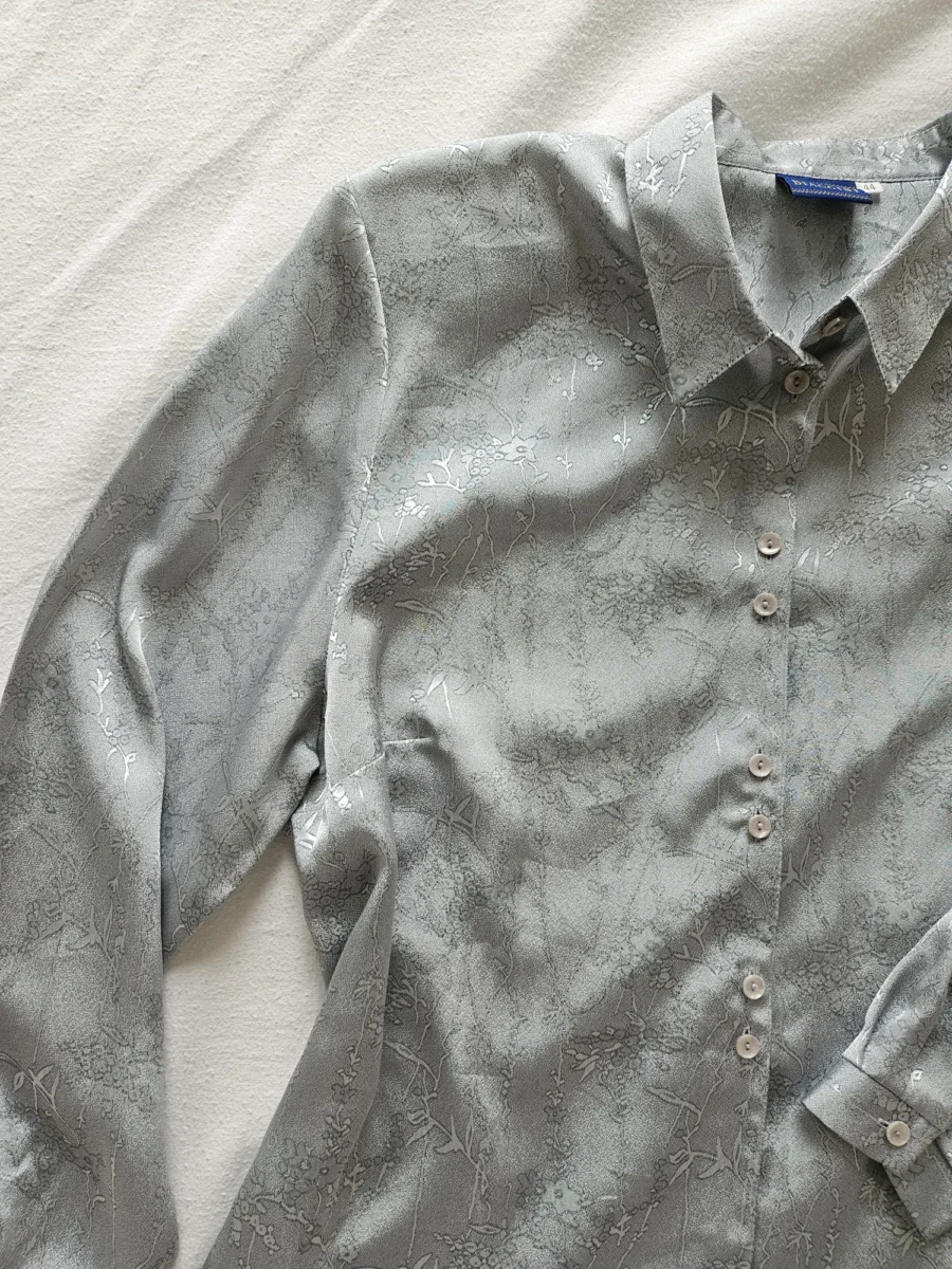 Zilvergrijze vintage blouse | XL - Afbeelding 7