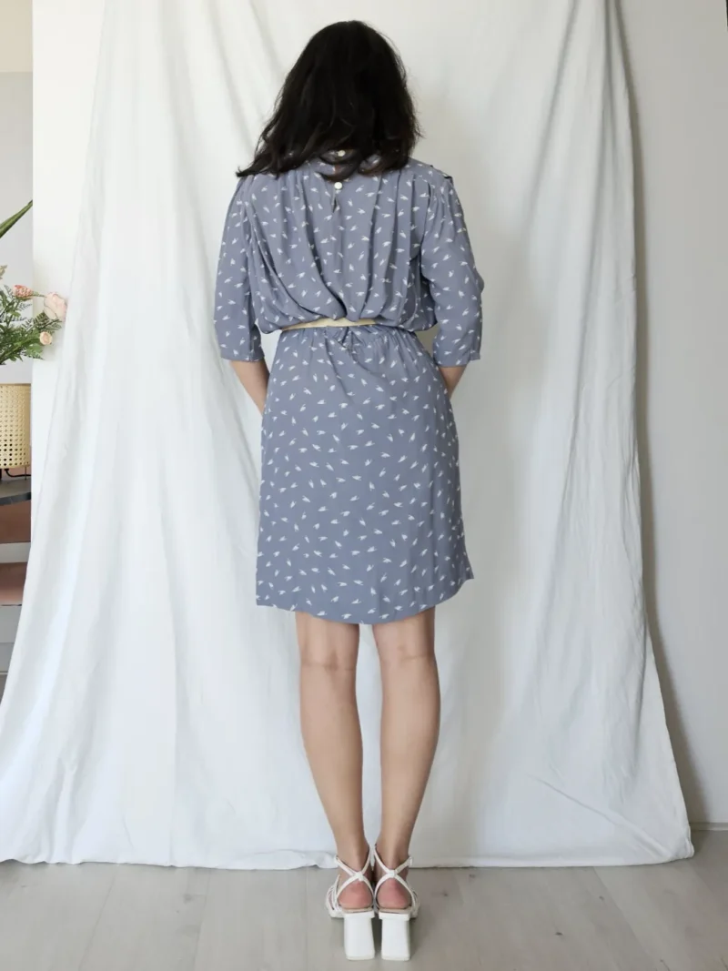Blauwgrijze vintage jurk | M - Afbeelding 3