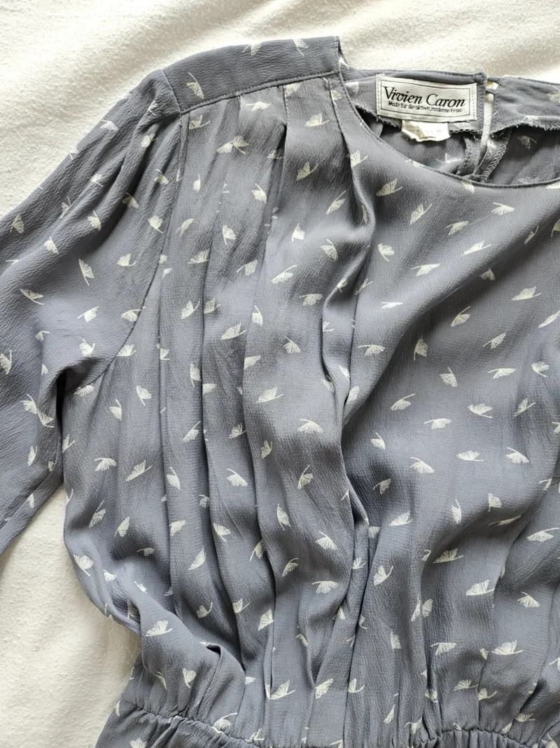 Blauwgrijze vintage jurk | M - Afbeelding 6
