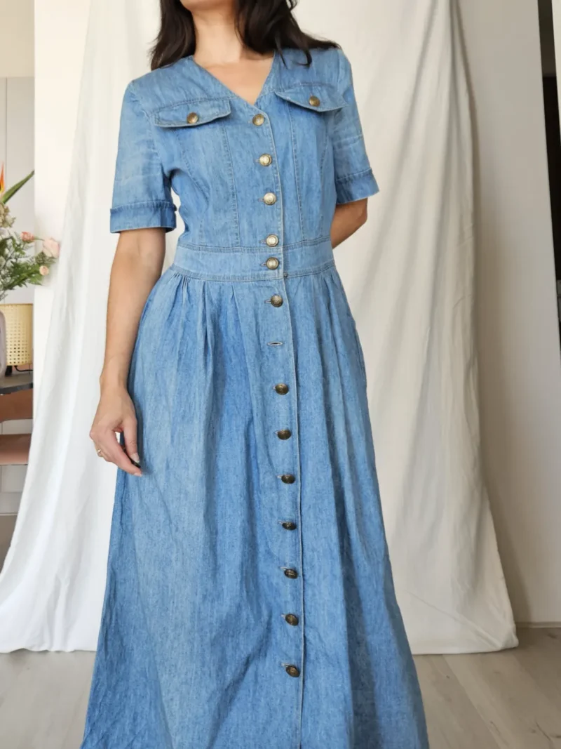 Betty Barclay vintage denim jurk | M - Afbeelding 2